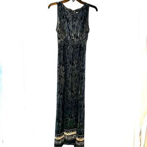 Giorgio Fiorlini Collection Maxi Tank Dress-Keyhole at Neck Print in Blues/Gray